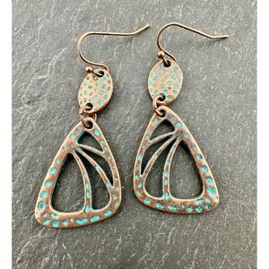 Boho Butterfly Wings Hammered Copper Alloy Earrings